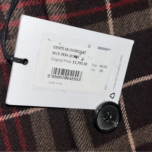 Paul Smith brown plaid checked coat, men’s size 40 - Picture 11 of 13